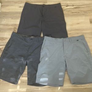 Three pairs of Travis Mathew shorts. Lot bundle. All size 36.